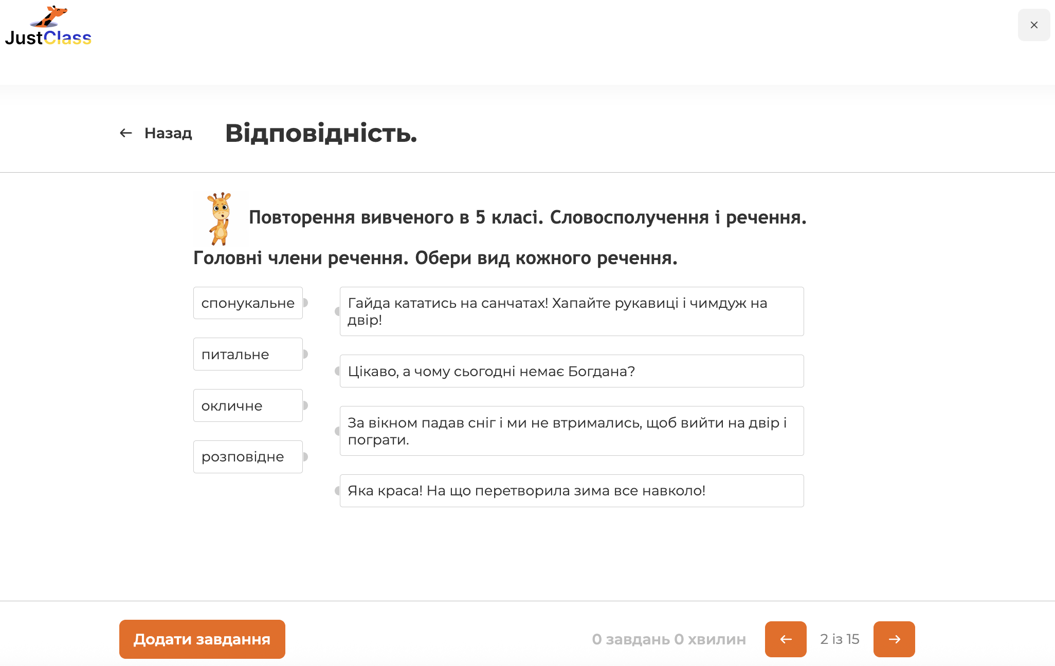 Самостійна робота на урок з української мови 5 клас